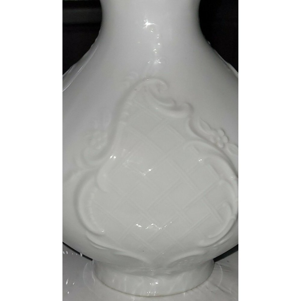 Edelstein Bavaria White Porcelain Vase Victorian Ruffled Trim Small Flowers